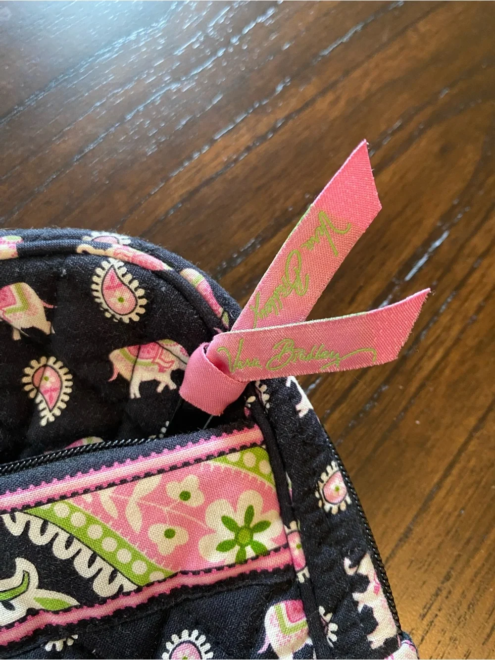 Vera Bradley Navy Quilted Laptop Bag with Pink Floral Elephants